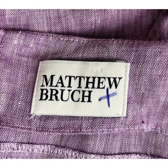 Matthew Bruch Kimmie Cutout Mini Dress Lavender Melange Linen Strappy Size 2 - Picture 8 of 9